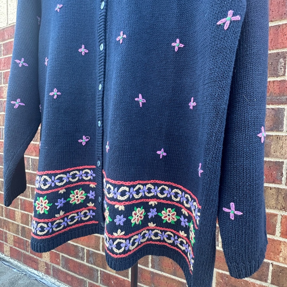 Vintage Fiorlini Cardigan Embroidered Cottagecore Knit BOHO 90s Artistic - Picture 5 of 17